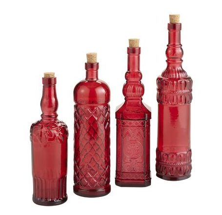 Assorted Red Glass Bottles